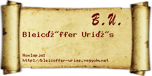 Bleicöffer Uriás névjegykártya